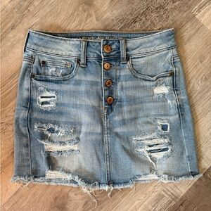 American Eagle Outfitters Size 2 Distressed High Rise Denim Mini Skirt